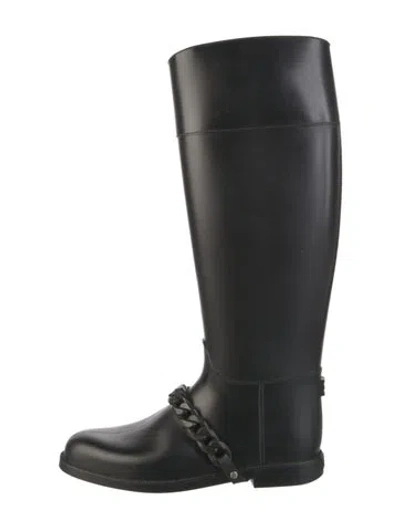 Pre-owned Givenchy Rubber Chain-link Accents Rain Boots In Black