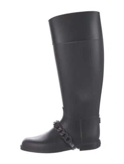 Pre-owned Givenchy Rubber Chain-link Accents Rain Boots In Black