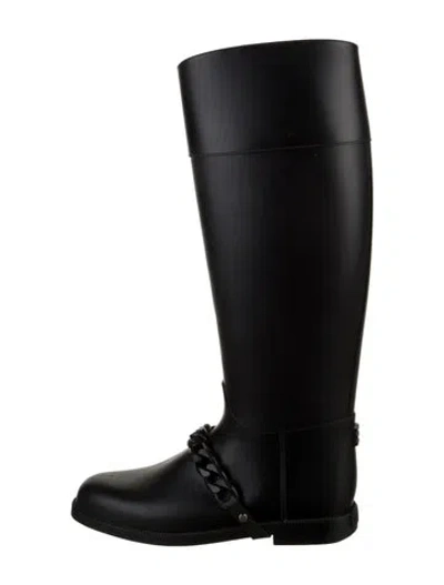 Pre-owned Givenchy Rubber Chain-link Accents Rain Boots In Black