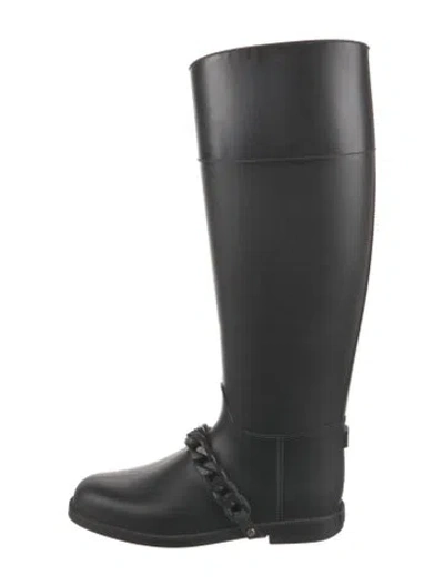 Pre-owned Givenchy Rubber Chain-link Accents Rain Boots In Black