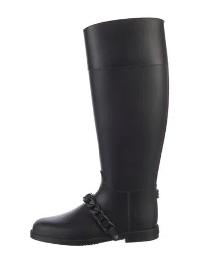 Pre-owned Givenchy Rubber Chain-link Accents Rain Boots In Black