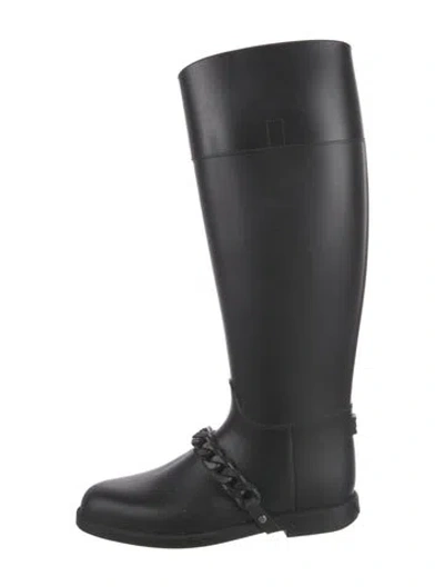 Pre-owned Givenchy Rubber Chain-link Accents Rain Boots In Black