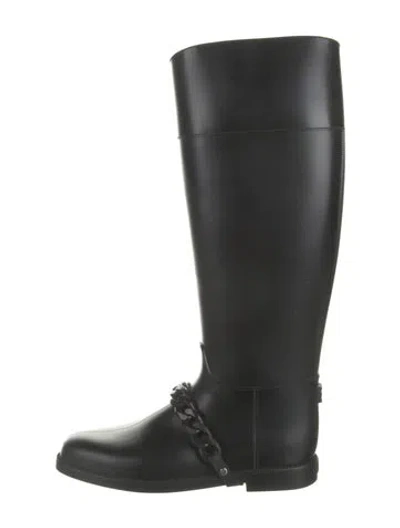 Pre-owned Givenchy Rubber Chain-link Accents Riding Boots In Black