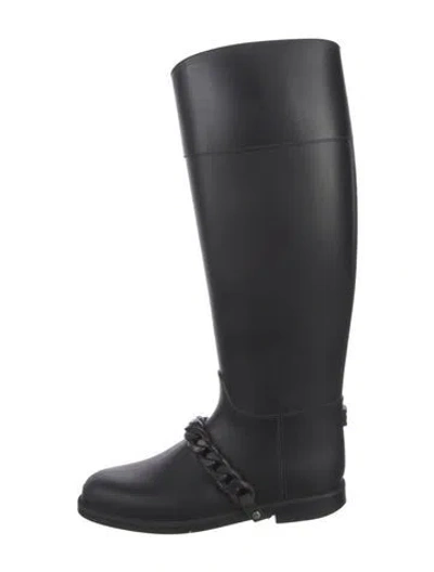Pre-owned Givenchy Rubber Chain-link Accents Riding Boots In Black