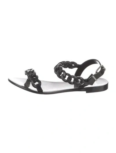 Pre-owned Givenchy Rubber Chain-link Accents Slingback Sandals In Black