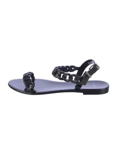 Pre-owned Givenchy Rubber Chain-link Accents Slingback Sandals In Blue