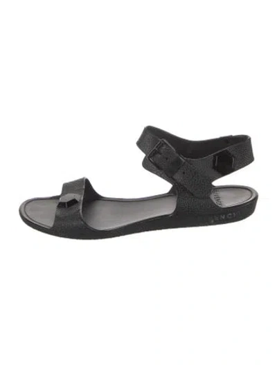 Pre-owned Givenchy Rubber Crystal Embellishments Slingback Sandals In Black