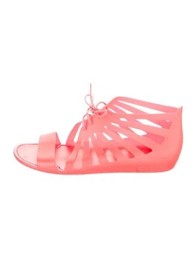 Pre-owned Givenchy Rubber Cutout Accent Gladiator Sandals In Pink