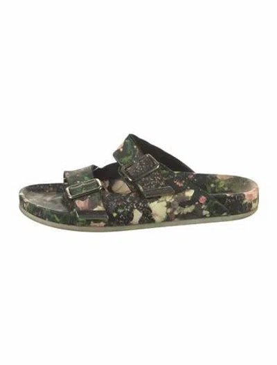 Pre-owned Givenchy Rubber Floral Print Slides In Black