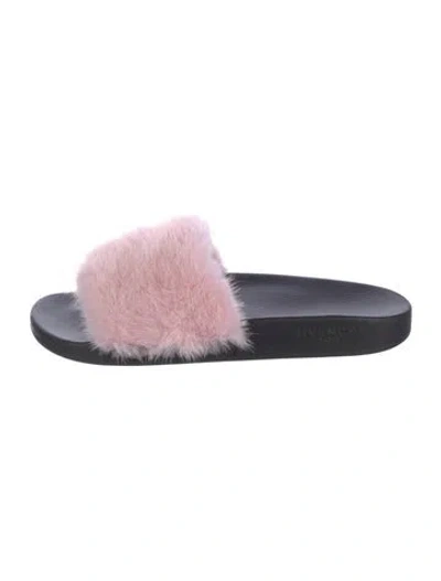 Pre-owned Givenchy Rubber Fur Trim Slides In Multi