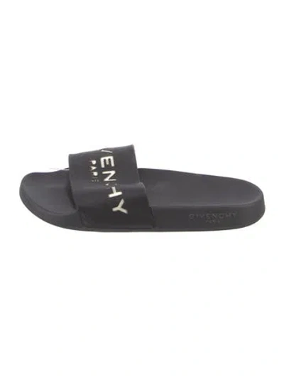 Pre-owned Givenchy Rubber Graphic Print Slides In Black