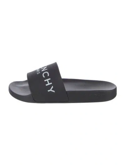 Pre-owned Givenchy Rubber Graphic Print Slides In Black