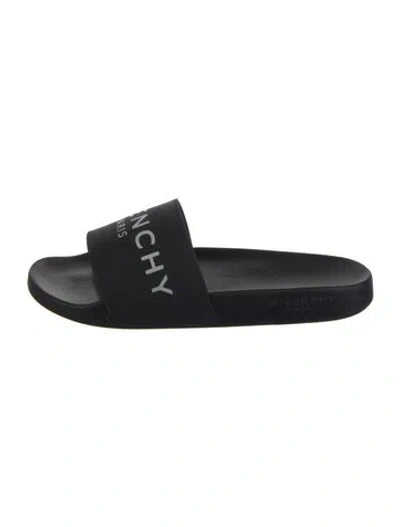 Pre-owned Givenchy Rubber Graphic Print Slides In Black