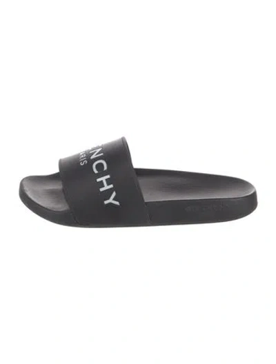 Pre-owned Givenchy Rubber Graphic Print Slides In Black