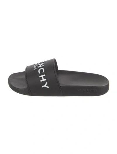 Pre-owned Givenchy Rubber Graphic Print Slides In Black