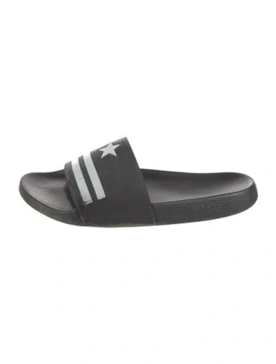 Pre-owned Givenchy Rubber Graphic Print Slides In Black