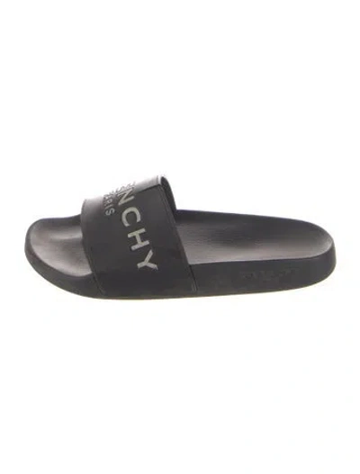 Pre-owned Givenchy Rubber Graphic Print Slides In Black