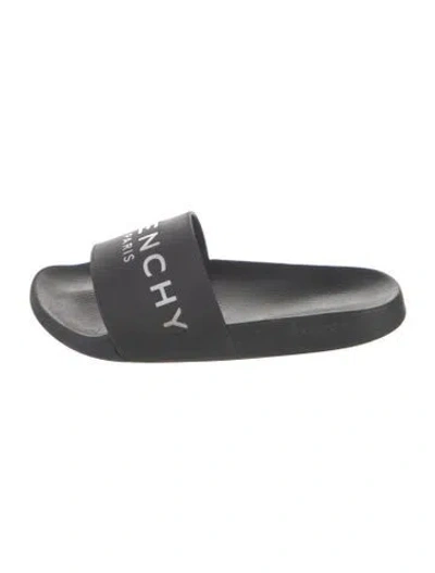 Pre-owned Givenchy Rubber Graphic Print Slides In Black