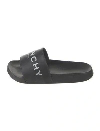 Pre-owned Givenchy Rubber Graphic Print Slides In Black