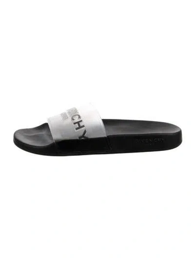 Pre-owned Givenchy Rubber Graphic Print Slides In Black