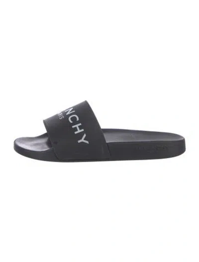 Pre-owned Givenchy Rubber Graphic Print Slides In Black/white