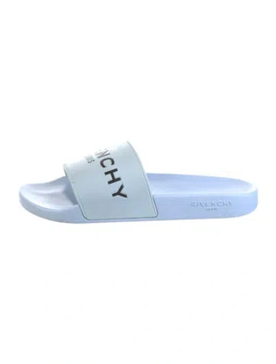 Pre-owned Givenchy Rubber Graphic Print Slides In Blue