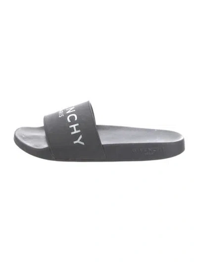 Pre-owned Givenchy Rubber Graphic Print Slides In Grey