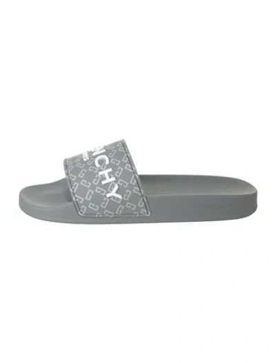 Pre-owned Givenchy Rubber Graphic Print Slides In Grey