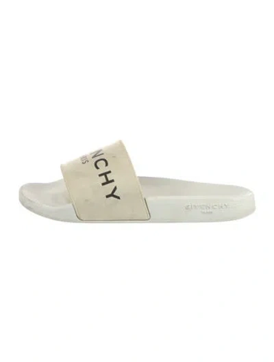 Pre-owned Givenchy Rubber Graphic Print Slides In Neutral