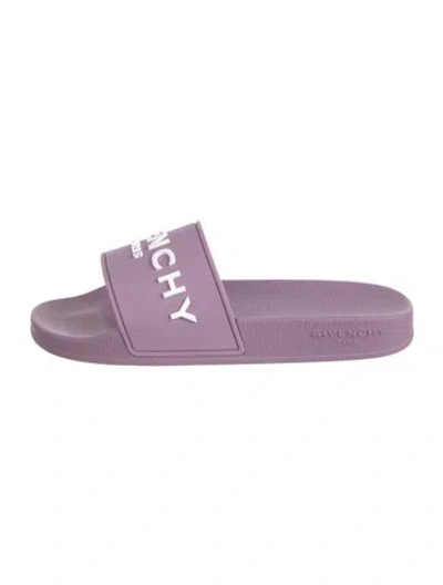 Pre-owned Givenchy Rubber Graphic Print Slides In Purple