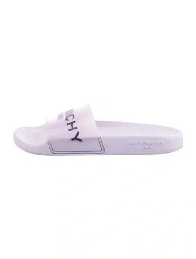 Pre-owned Givenchy Rubber Graphic Print Slides In Purple