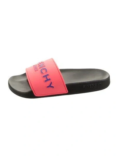 Pre-owned Givenchy Rubber Graphic Print Slides In Red