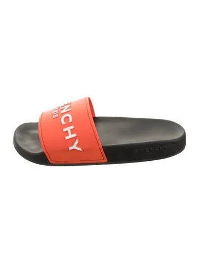 Pre-owned Givenchy Rubber Graphic Print Slides In Red