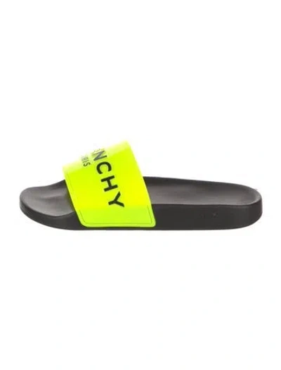 Pre-owned Givenchy Rubber Graphic Print Slides W/ Tags In Black