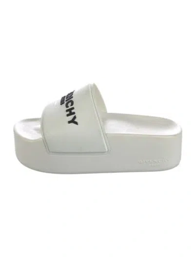 Pre-owned Givenchy Rubber Graphic Print Slides In White