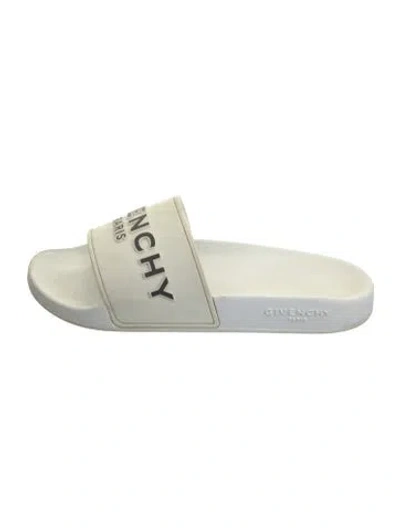 Pre-owned Givenchy Rubber Graphic Print Slides In White