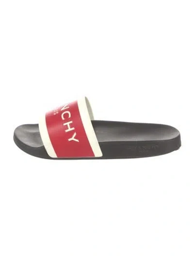 Pre-owned Givenchy Rubber Graphic Print Slides In White