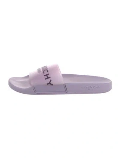 Pre-owned Givenchy Rubber Graphic Print Slides In White