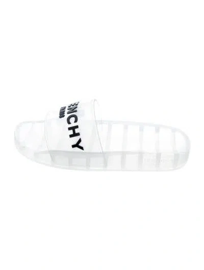 Pre-owned Givenchy Rubber Graphic Print Slides In White