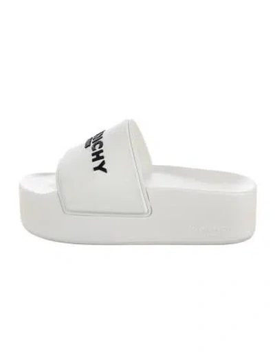 Pre-owned Givenchy Rubber Graphic Print Slides In White