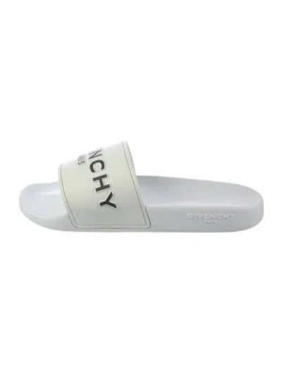 Pre-owned Givenchy Rubber Graphic Print Slides In White