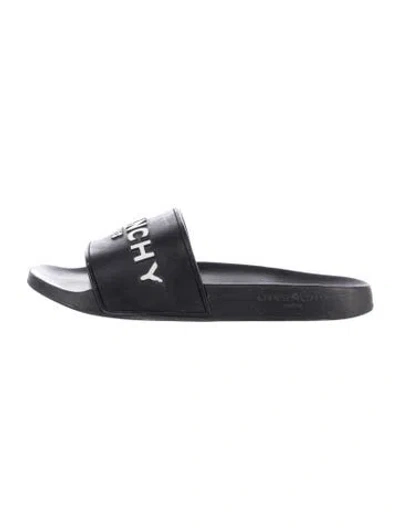 Pre-owned Givenchy Rubber Graphic Print Slippers In Black
