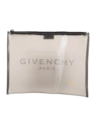 Pre-owned Givenchy Rubber Logo Pouch In Gray