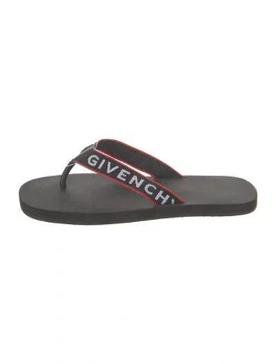 Pre-owned Givenchy Rubber Printed Flip Flops In Black