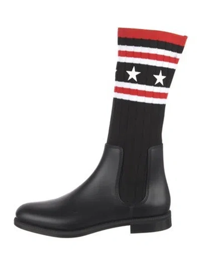 Pre-owned Givenchy Rubber Printed Rain Boots In Black