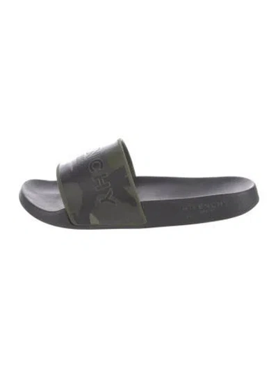 Pre-owned Givenchy Rubber Printed Slides In Black