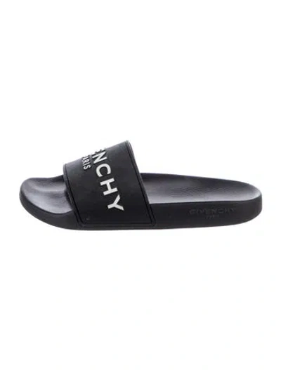Pre-owned Givenchy Rubber Printed Slides In Black