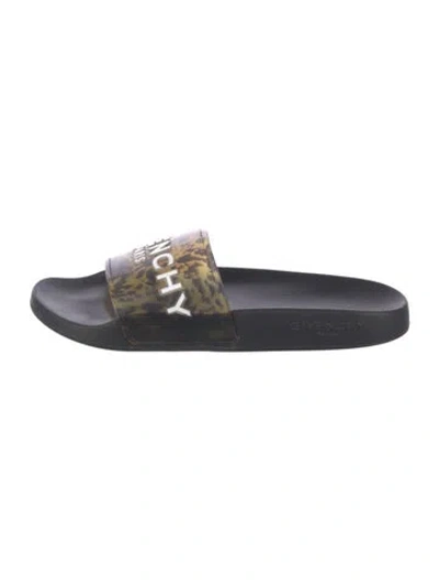 Pre-owned Givenchy Rubber Printed Slides In Blue