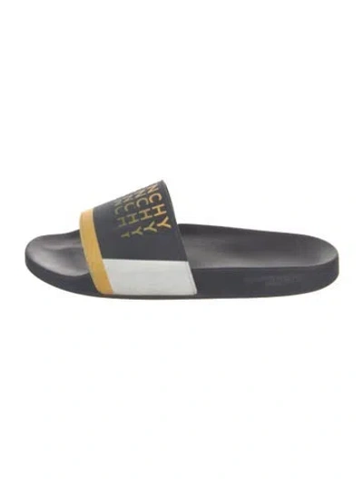 Pre-owned Givenchy Rubber Printed Slides In Blue