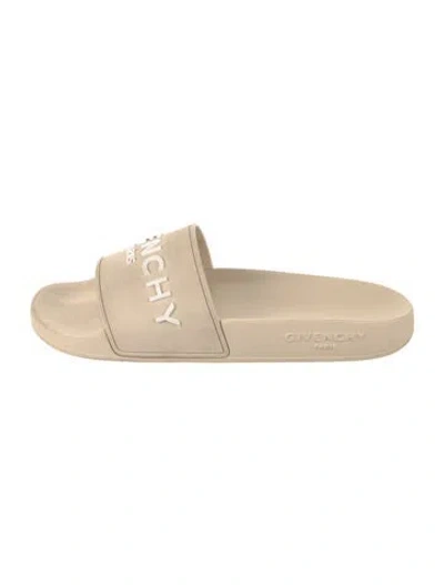 Pre-owned Givenchy Rubber Printed Slides In Neutral